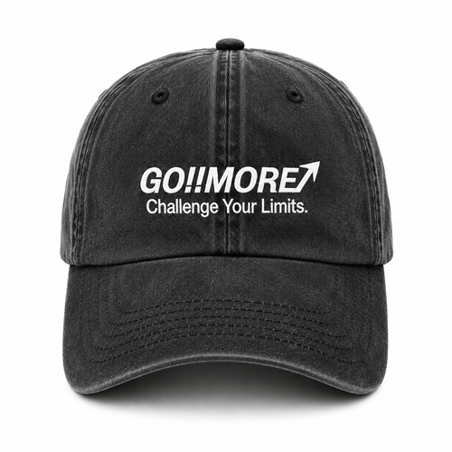 GO!!MORE↗ Signature Washed Cap-Black